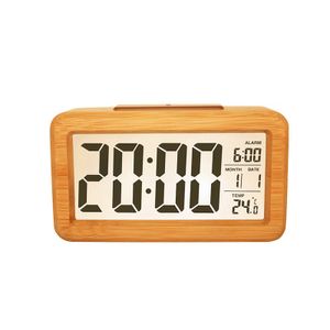Hölzern Wecker Digital Holz mit LED Temperaturanzeige, Digitaler Wecker Uhr mit Schlummerfunktion, Batteriebetrieben