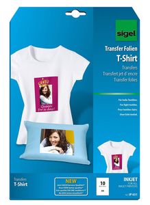 SIGEL IP651 InkJet Transfer Folien für T-Shirts, für helle Textilien, 10 Folien