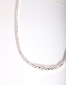 Silver Cubic Zirconia Graduating Diamante Necklace