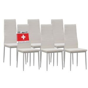 Albatros Stoličky do jedálne MILANO Set 6, biela - Čalúnená stolička s poťahom z imitácie kože, Moderný a štýlový dizajn pri jedálenskom stole - Kuchynská stolička alebo stolička do jedálne s vysokou nosnosťou