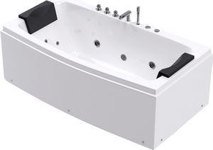 HOME DELUXE - Whirlpool Badewanne - NOOR - weiß mit Handbrause und Massage - ca. 173 x 80 x 84 cm I Indoor Badewanne, Spa, 2 Personen