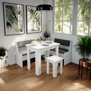 Livinity® Rímska rohová lavica do jedálne, 43 x 43 cm, biela/antracitová