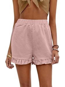 Damen Bermuda Beach Shorts Sommer Elastic Wais Short Hot Hosen lässig Solid Color Mini PantFarbe:Rosa Größe:L