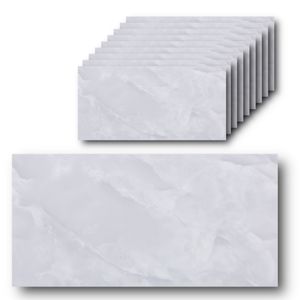 HOOZ 10x Fliesenaufkleber grau Marmor, 60 x 30 cm, Küchenrückwand, Selbstklebende Fliesen, Klebefliesen Küche Wandpaneele für Wanddeko Schlafzimmer Wohnzimmer
