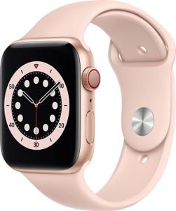 Apple Watch Series 6 (GPS + Cellular), 40 mm Sportarmband aus goldfarbenem Aluminium und rosa Sand