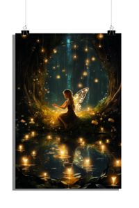 Magisches Poster - Fee Poster - Wald Poster - Kinderzimmer Poster - Fantasie Poster - 61x91cm - Perfekt zum Einrahmen