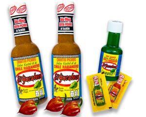El Yucateco Scharfe Soße Set - 100% Mexiko - XXXtra Kutbil je 120ml und Grüne Salsa Miniflasche 22ml Hot Sauce Habanero Chili Sauce Set