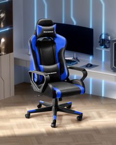 SONGMICS Bürostuhl höhenverstellbar ergonomisch schwarz-blau