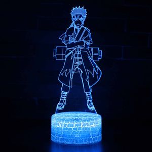 Anime Naruto Uzumaki Naruto Uchiha Sasuke 3D Effekt LED Riss Bunte Note Stereo Nachtlicht Heißes Geschenk für Anime Fans
