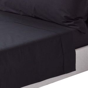 HOMESCAPES Bettlaken ohne Gummizug schwarz, Fadendichte 200, 230 x 255 cm