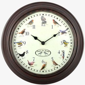 Esschert Design - hodiny s ptačím zpěvem 29 cm