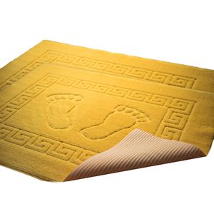 Set 2 Stück Anti-Rutsch Matte Badematte Duschmatte - Tuva Home - 50x70cm Anti-Rutsch Teppich für das Badezimmer mit Fußmuster, 2er Pack Saugfähige nicht rutschende Matte, Farbe: Gelb
