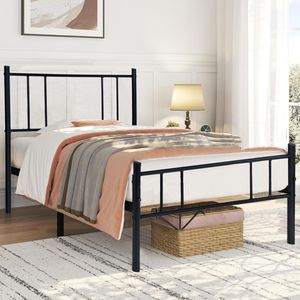 H.J WeDoo Rám postele pro jednu osobu Kovový rám postele pro hosty Rám postele pro hosty do ložnice 90 x 190 cm, černý