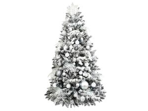 Geschmückter künstlicher weihnachtsbaum mit 109 Stk Kugeln POLAR WHITE 210 cm mit Metallständer