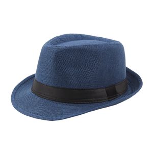 Uni Eleganter geflochtener Panamahut mit breiter Krempe und UV-Schutz, Modeaccessoires, Marineblau