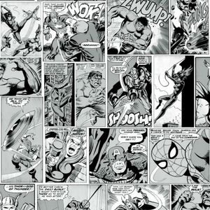 Marvel - Tapete, Comic-Strip AG1122 (10 m x 53 cm) (Schwarz/Weiß)
