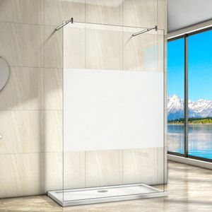 Walk in Duschkabine 80x200cm  beidseitig offen ebenerdige Dusche mit 2 festen Stangen 70-120cm 8mm Nano ESG-Glas