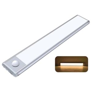 Kabelloses  LED Unterbauleuchte, Schrankleuchte mit Bewegungssensor, Magnetische Lichtleiste Schranklicht mit USB Ladefunktion, 20cm(warmweiß)