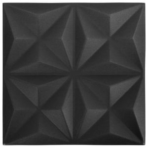 vidaXL 3D-Wandpaneele 12 Stk. 50x50 cm Origami Schwarz 3 m²