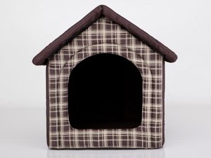 HobbyDog Hundehütte Hundebett Tierbett Katzenbett - Standard - 44 x 45 x 38 cm [Größe: R2] - Braun Kariert