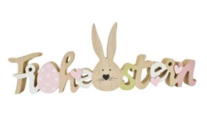 Schriftzug Frohe Ostern mit Hase und Herzen | Aufsteller Osterhase Ostern | 33 cm