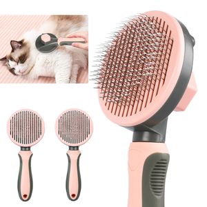 Speed 2 Stück Katzenbürsten Hundebürste,Unterfellbürste,Fellpflege Katzenbürste süßes rosa Sauberes Haustierhaar von der Bürste mit Einem Knopf