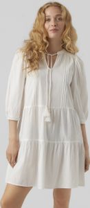 VERO MODA Kurzes Crepe Kleid mit Kordel Midi Dress 3/4 Ärmel Größe: L