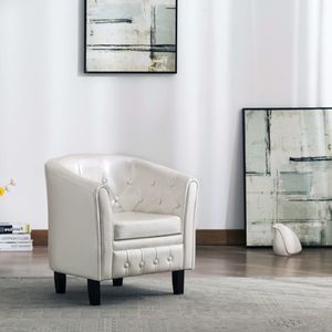 【Neu】Sessel Sessel Weiß Kunstleder Gesamtgröße:64 x 67 x 70 cm BEST SELLER-Möbel-Stühle-Sessel im Landhaus-Stil