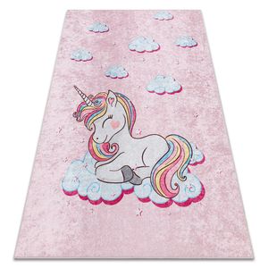 JUNIOR 51855.804 Einhorn, Wolken für Kinder Anti-Rutsch - rosa Rosa 120x170 cm