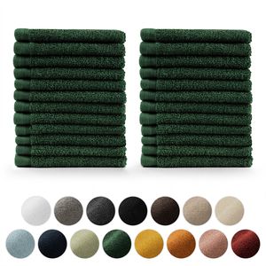 Blumtal Premium Frottier Handtücher Set mit Aufhängschlaufen - Baumwolle  , weich, saugstark - 24x Gästehandtücher (30x30 cm), Dunkelgrün
