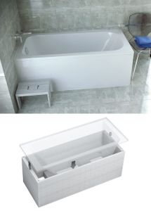 BADLAND Badewanne Rechteck Continea 150x70 mit Ablaufgarnitur, Füßen und Wannenträger GRATIS