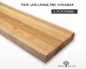 Eiche Massivholz Stabverleimt / 20cm tief / 2,7cm stark - Schwebendes Wandboard aus Eichenholz