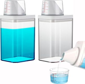 2 Stück Waschpulver Box 1100ml, Wiederverwendbar Waschpulver Waschmittelbox, Kunststoff, Waschmittelbehälter, Ordnungsboxen