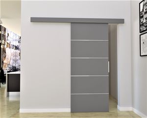 Minio, Zimmertür, Schiebetür,"CLEAN B", 86cm, Grau Farbe