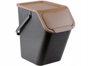 Practic BINI Mülltrennungssystem 25l für die Küche, Kunststoff (PP) BPA-frei, schwarz/braun, 25l (39,0 x 25 x 38,0 cm)