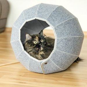 Katzenhöhle, 44x44cm vielseitig verwendbar - Katzenkorb zum Schlafen und Ausruhen, zusammenklappbar Katzenbett