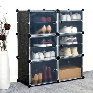 Mondeer Schuhschrank Kunststoff Schuhablage mit 6 Fächer und 2 Reihen DIY Schuhregal Multifunktionaler Speicher 83 * 31 * 93cm
