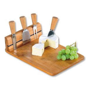 Kesper Käseschneidebrett mit Besteck, aus Bambus, inkl. 4 Käse-Messern, 5864113