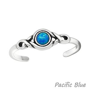 Zehenring Silber 925: Zehring mit Opal Pacific Blue