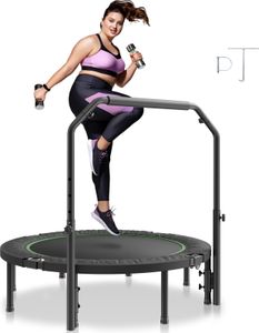 VEVOR składana mini trampolina fitness z tablicą 132 cm, 205 kg, trampolina ogrodowa z 4-stopniową regulacją wysokości i 40-sprężynową trampoliną