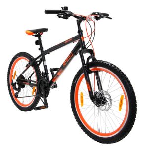 26 Zoll Fahrrad für Kinder & Jugendliche Mountainbike Kinderfahrrad 21 Gang Scheibenbremse Shimano Rot/Orange