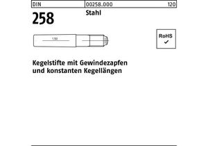 Kegelstift DIN 258 m.Gewindezapfen 6 x 55 Stahl DIN 258