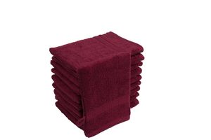 Waschhandschuhe Waschlappen 10er Set Bordeaux / Weinrot 100 % Baumwolle Frottee 500g/m² 16x21