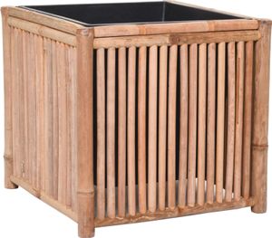 VIVANNO Pflanzkübel Bambus BLOCK Säule, Natur matt - 48x48x45 cm