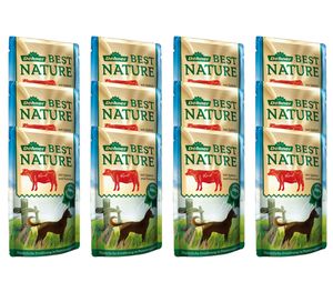 Dehner Best Nature Hundefutter, Nassfutter, für ausgewachsene Hunde, Rind / Spätzle, 12 x 150 g Beutel (1.8 kg)