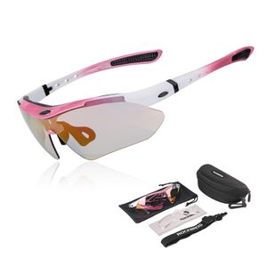 ROCKBROS Fahrradbrille Selbsttönend Brille Sonnenbrille für Herren Damen rosa Rahmen
