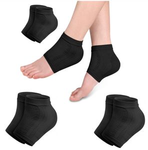 4 Paar Gel Fersensocken Feuchtigkeitsspendende Socken zur Behandlung von rissiger Ferse, Offene Zehensocken Fußpflege Fersensocken (schwarz)