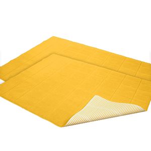Set 2 Stück Anti-Rutsch Badematte - Tuva Home - 50x70cm Anti-Rutsch Teppich fürs Badezimmer mit Streifen, 2er Pack Weiche Anti-Rutsch Matte, Farbe: Gelb