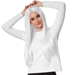 Perücke Lange Haare glatt - weiß