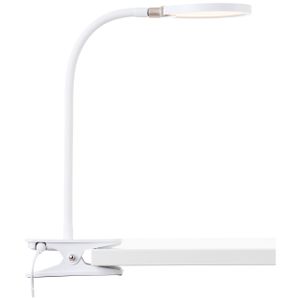 BRILLIANT weiße LED Schreibtischlampe UBIN | Klemmleuchte durch Flexarm einstellbar | Helligkeit in 3 Stufen einstellbar | 6,5W 640lm 3000K | 33 cm Höhe | Kunststoff/Metall